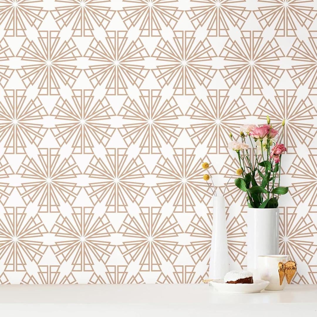CiCiwind 17.3"197" Geometric Wallpaper Peel and Stick Wallpaper Removable Self Adhesive Kitchen Wall Paper White and Rose Gold Modern Contact Paper for Bedroom Bathroom Walls