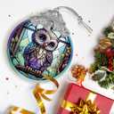 Jocidea Owl Stained Glass Suncatcher and Christmas Ornament - Holidays Decor for Owl Lovers
