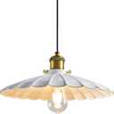 Pendant Light Fixture, White Farmhouse Vintage Pendant Light 15.7 Inch Lampshade with Adjustable Light Cord Kitchen Hanging Lights Retro Island Pendant Lights for Kitchen (400mm)