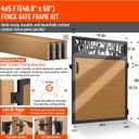 4x5FT(46.8" x 59") 201 Stainless Steel Fence Gate Kit Heavy Duty, Anti Sag Metal Fence Gate Frame Kit with Aluminum Board, Morden Garden Gate Hardware Kit Outdoor (Left/Right Free-Installation)
