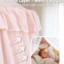 little dove Bed Canopy with Star Lights, Double Layer Canopy for Bed, Princess Play Tent for Girls Room, Breathable Bed Curtain for Children Reading Nook, Machine Washable, 25.6''x106'', Pink