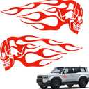 Skull Flame Body Decals, 9.84" x 3.93" PET Halloween Atmosphere Stickers, Personalized Creative Decorative Accessories, Suitable for Most Cars and Motorcycles (Red)
