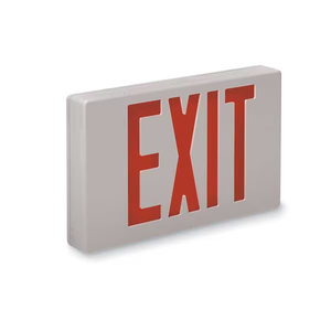 Lithonia Lighting LQC W 1 R EL N Single Face Red Quantum Die Cast Exit with Battery Backup, White
