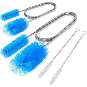 SARDVISA Flexible Long Drain Brush Tool with Large Double Elastic Nylon Ends, Stainless Steel Tube Cleaner Brush for Kitchen, Sink, Drain Pipe, and Long Pipe Cleaning, 2 Straw Cleaning Brushes