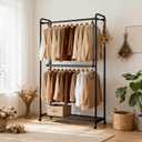 Hanging Closet Rods, Adjustable Height & Width Closets Bar Lower Extender for Hanging Clothes, Heavy Duty Hanging Bars for Clothing Storage and Organizer, Space-Saving & Expandable Double Closet Rod