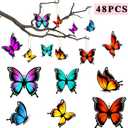 Bucherry 48 Pcs Spring Butterfly Ornaments Tree Decor Spring Hanging Wooden Monarch Butterfly with Rope Hanging Ceiling Decoration for Birthday Wedding Home Wall DIY Art Craft