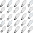 GOOTHY 25 Pack C7 White Replacement Bulbs, Ceramic C7 Incandescent Light Bulbs for Christmas Outdoor Patio Indoor String Lights, C7/E12 Candelabra Base, 5 Watt Night Light Bulbs- White