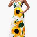 SheKiss Women's Summer Sleeve A-Line Cold Shoulder Loose Sundress Maxi Dress, Size M