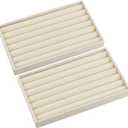 Tray Velvet Beige Jewelry Storage Drawer Stackable Jewelry Organizer Drawer for Drawer Insert Necklaces Bracelets Earrings Rings Storage Display, 8 Packs