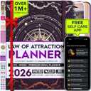 Deluxe 2026 Planner Weekly and Monthly | Law of Attraction Planner with Productivity App | 12-Month for Productivity, Gratitude & Goal Setting | Includes Foldable Vision Board, Gift Box & Stickers (PURPLE SUN-COMPASS)