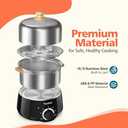 Hard Boiled Egg Cooker - CACHOO 14-Egg Rapid Stainless Steel Egg Boiler with 30-Min Timer & Auto Shut Off, Compact Electric Vegetable Steamer for Cooking, Dishwasher Safe, Black (2-Tier)