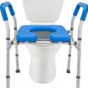 Raised Toilet Seat with Safety Frame - Mobo Medical - 400 Lb Capacity- Heavy Duty Adjustable Height - Easy Installation, Durable Aluminum for Standard and Elongated Toilets