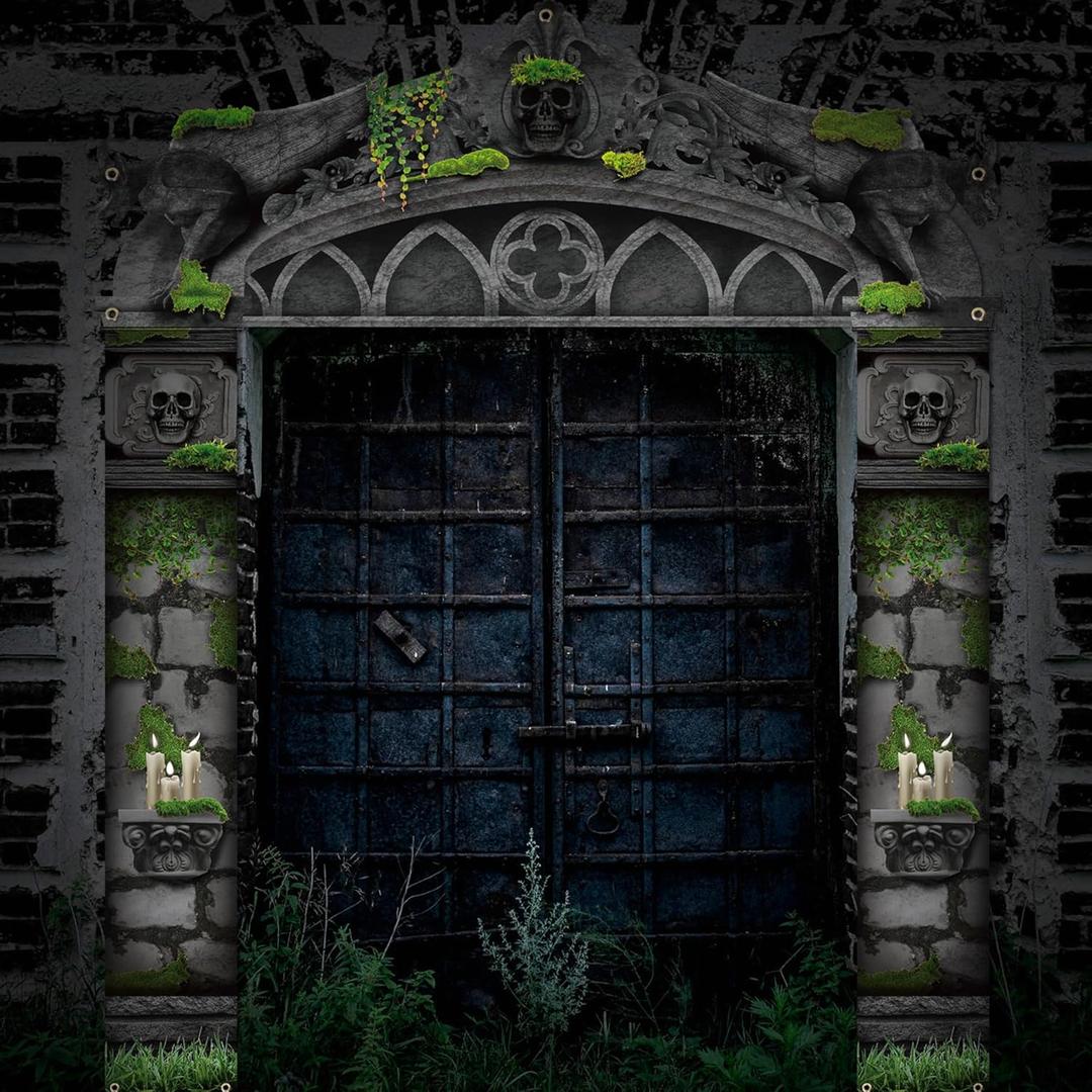 3 Pcs Halloween Cemetery Archway Halloween Cemetery Banners Gothic Outdoor Banners Sign Banner Decorations for Outdoor Party Supplies (Vintage)