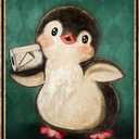 Funny Penguins Bathroom Wall Art Decor Metal Tin Sign Retro Medieval Themed Home Room Rustic Toilets Vintage Posters Penguins Enthusiast Novelty Gifts My Lady Weird Decor, 8x12 in