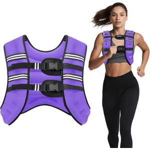 Weighted Vest, 6lb/8lb/12lb/16lb/20lb/30lb for Men, Women with Reflective Stripe, Weight Vests Adjustable for Workout, Strength Training, Running, Fitness, Muscle Building, Weight Loss clearance (Purple)