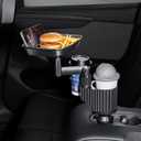 Car Cup Holder Tray Table 10-inch Car Food Tray Portable 4-in-1 Car Cup Holder Extender 360 Rotating with Phone Holder Essential for Road Trips