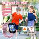 1.5 Inches Kids Smart Watch for Boys Girls, 26 Puzzle Games, Smartwatch with Camera, Pedometer, Video Voice Music Player Learning Card, Birthday Gift for 3-12 Years Children (Pink)