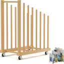 Art Storage Rack with Handle, Art Drying Painting Rack with Caster Wheels, Beech Wooden Art Canvas Storage for Canvas Boards, Panel, Frame for Art Studios, Artworks, Gallery