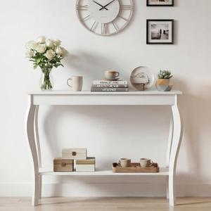 ChooChoo 39" Narrow Entryway Table with Storage Shelf, White, 11.8"D x 39.3"W x 31.4"H