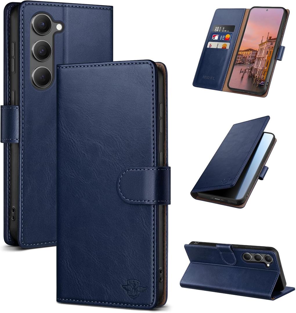 Wallet Case for Samsung Galaxy S23 with RFID-Blocking Credit Card Holder, PU Leather Folio Flip Cover Women Men Protective Phone Case Compatible with Samsung S23, Blue