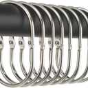 Goowin Shower Curtain Rings, 12 Pcs Shower Curtain Hooks, Oval Snap Shower Rings for Curtain, Metal Shower Curtain Rings Rust Proof, Glide Smoothly Shower Hooks for Shower Curtain Rod (Nickel)
