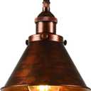 TAKEGO Farmhouse Pendant Light, Rustic Copper Pendant Light Kitchen Island, Vintage Pendant Light Fixtures, Hanging Ceiling Lamp for Kitchen Island, Hallway, Dining Room (Small-7.09")