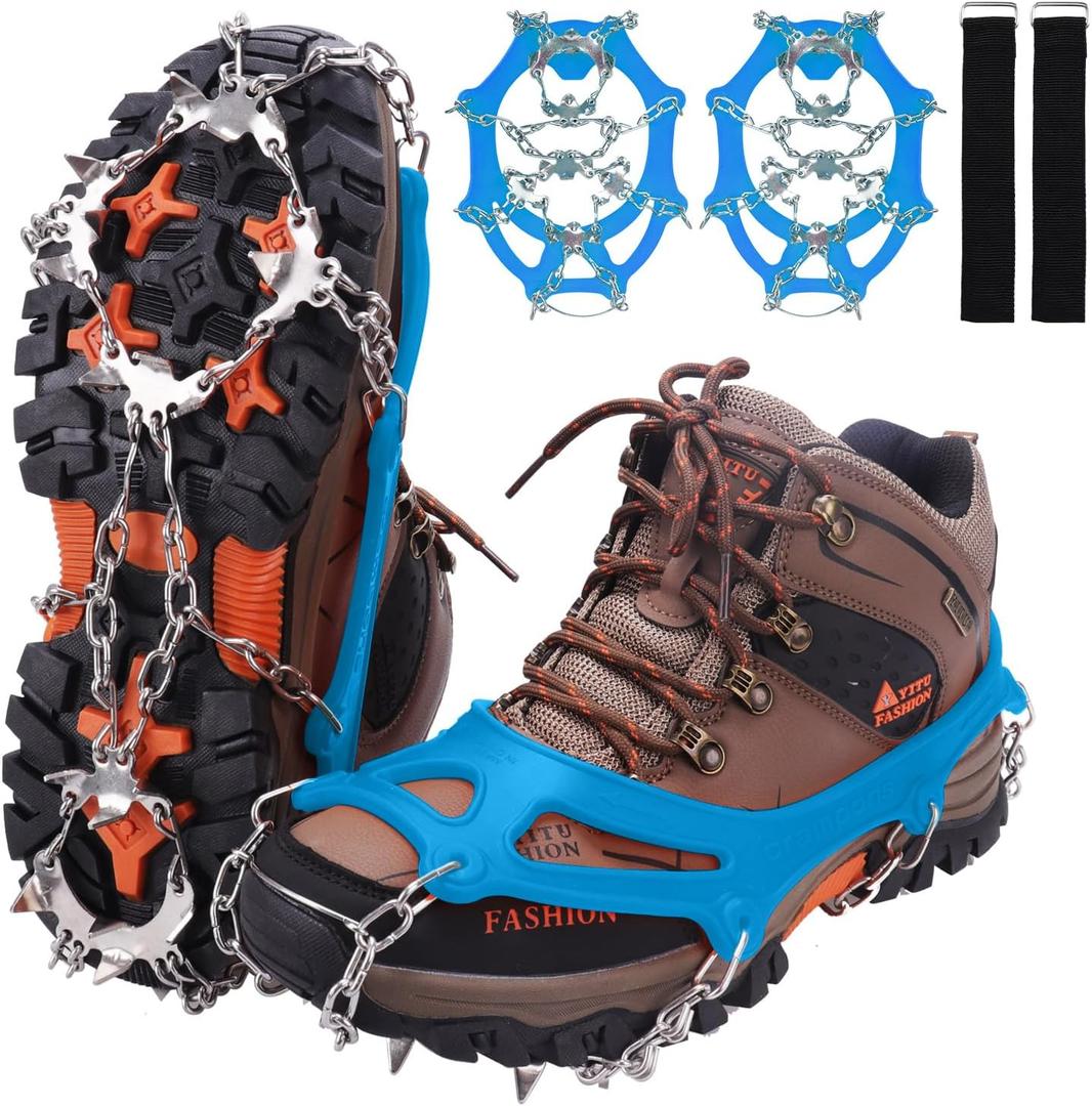 MAX Crampons for Shoes, Traction Cleats Ice Snow Grips with 19 Stainless Steel es, Shoe Talons Anti - Slip Boots es for Walking, Jogging, Climbing and Hiking
(Small)