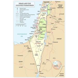 Israel And Occupied Territories Map Poster Canvas Wall Art Painting Bedroom Decoration For Home, Office, Classroom Unframe-style12x18inch(30x45cm)