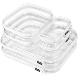 YQBRAO 6 Pack Clear Hard Shell Zipper Case, 1.2mm Heavy Duty Crush-Proof Diaper Bag Organizer Pouches, TSA Approved Travel Makeup Bag for Toiletries & Electronics, (2L, 2M, 2S) Multi-Size Storage Set