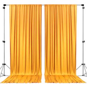 AK TRADING CO. 10 feet x 8 feet IFR Polyester Backdrop Drapes Curtains Panels with Rod Pockets - Wedding Ceremony Party Home Window Decorations - Marigold