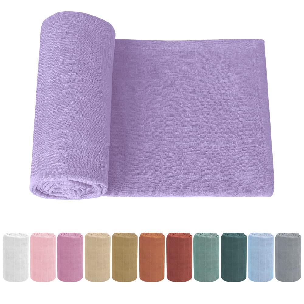 Premium Soft Muslin Cotton Newborn Baby Swaddle Blanket Unisex Swaddle Wrap Silky Swaddle Blankets Neutral Receiving Blanket for Newborn Boys and Girls Large 47 x 47 inches(120x120cm) (Lightpurple) Premium Soft Muslin Cotton Newborn Baby Swaddle Blanket Unisex Swaddle Wrap Silky Swaddle Blankets Neutral Receiving Blanket for Newborn Boys and Girls Large 47 x 47 inches(120x120cm) (Lightpurple)