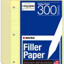 KAISA Loose Leaf Notebook Paper, College Ruled, 300 Sheets Per Lined Paper, 8" x 10.5", 3 Hole Punched for 3 Ring Binder, Canary, Made In USA