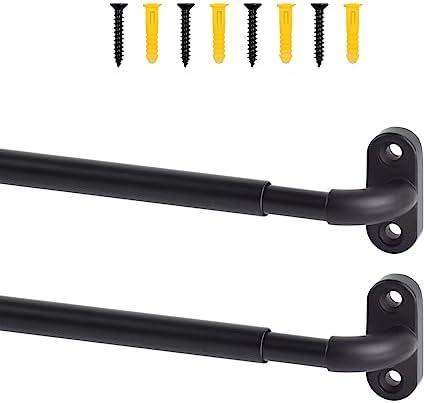 TYRON 2 Pack Screwed Sash Curtain Rod Adjustable 30-40 Inch, 3/8 In. Diameter, French Door Curtain Rods (Black)