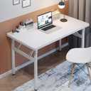 Computer Desk Study Table No Assembly Required,Writing Computer Space Saving Folding Table for Home Office (47.2''*23.6'', White)