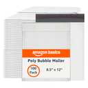 Amazon Basics Poly Bubble Mailer, 8.5" x 12" (Internal Size 8.25" x 11"), Self-Seal, 100-Pack, White/Grey