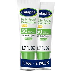 Cetaphil Daily Facial Moisturizer SPF 50, 1.7 Fl Oz (Pack of 1), Gentle Facial Moisturizer For Dry to Normal Skin Types, No Added Fragrance, Dermatologist Recommended (Packaging May Vary)