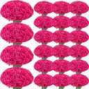 150 Pcs Roses Artificial Flowers,Silk Light Hot Pink Artificial Flowers Fuchsia Petals Long Stem Roses for Wedding Bouquet Home Party Decor