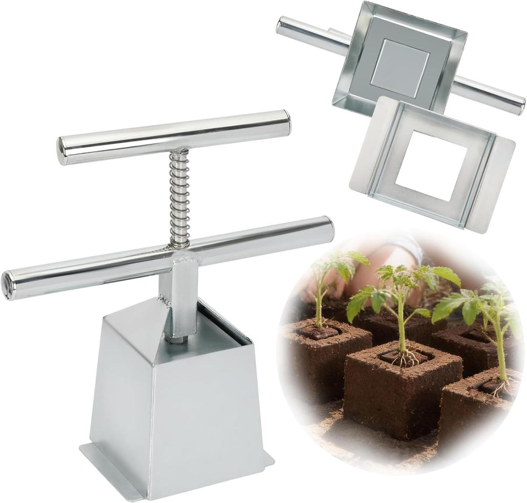 4" Soil Blocker, Seed Handheld Block Maker, Soil Blocking Tool for Seed Starting in Greenhouse, Garden, and Farm Use