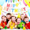 CANREVEL Pre-Strung 3D Happy Birthday Banner, 3 PCS Happy Birthday Felt Garland, Pom Pom Garland, Triangle Fabric Garland Bunting, Reusable Birthday Decorations for Women Men Girls Boys, Pastel