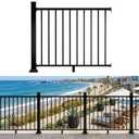 42 in. H x 4 ft. Heavy Duty BH Aluminum Straight Picket Railing with Post, Porch and Deck Railing Kit Supports Up to 800 Lbs, IBC Compliant and Certified, AAMA2604 Powder Coating, Textured Black