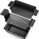 TLAZZ 2 Pack Meatloaf Pan with Drain Tray, Non Stick Meat Loaf Pan with Drip Tray, 9.4 x 5.5 Inch Loaf Pan for Baking Bread and Meatloaf, 9.8 x 5.7 inch