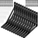 Hiceeden 12 Pack Heavy Duty Shelf Brackets, 8 in x 5 in Wall Mount Steel L Shelf Bracket, Angle Brackets for Floating Shelves, Black Metal Powder-Coated
