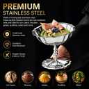 Ice Cream Cups Set of 4 Stainless Steel Dessert Bowls with Pedestal Base, Footed Bowl Lotus Design, Silver Bowls for Ice Cream, Yogurt, Fruit, Sundae