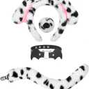Dog Costume Set Ears and Tail Set Dog Headband Nose Leather Necklace Set Halloween Christmas Party Cosplay Costume