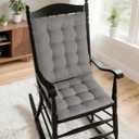 AddGrace Rocking Chair Cushions Indoor Tufted Cushions for Rocking Chairs with Ties Comfortable Textured Fabric Set of Seat & Back Cushion 21x17/17x17 Light Grey