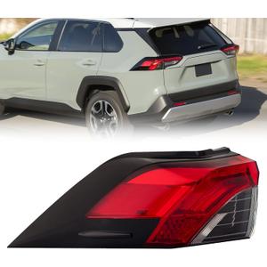 LED Tail Lights Taillights Assembly for 2019-2021 Toyota RAV4 Outer right, Red Rear Brake Signal Plate Tail Lamp Replacement W/O Bulb and Harness 2020 19 20 21 (Outer, Driver Side (Left))