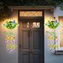 Colorful Solar Butterfly Lights for Spring & Summer Garden, 2 Pack Hanging Lights with Fluttering Butterflies & Flowers, IP65 Waterproof Outdoor String Lights for Patio, Birthday & Kids Play Area