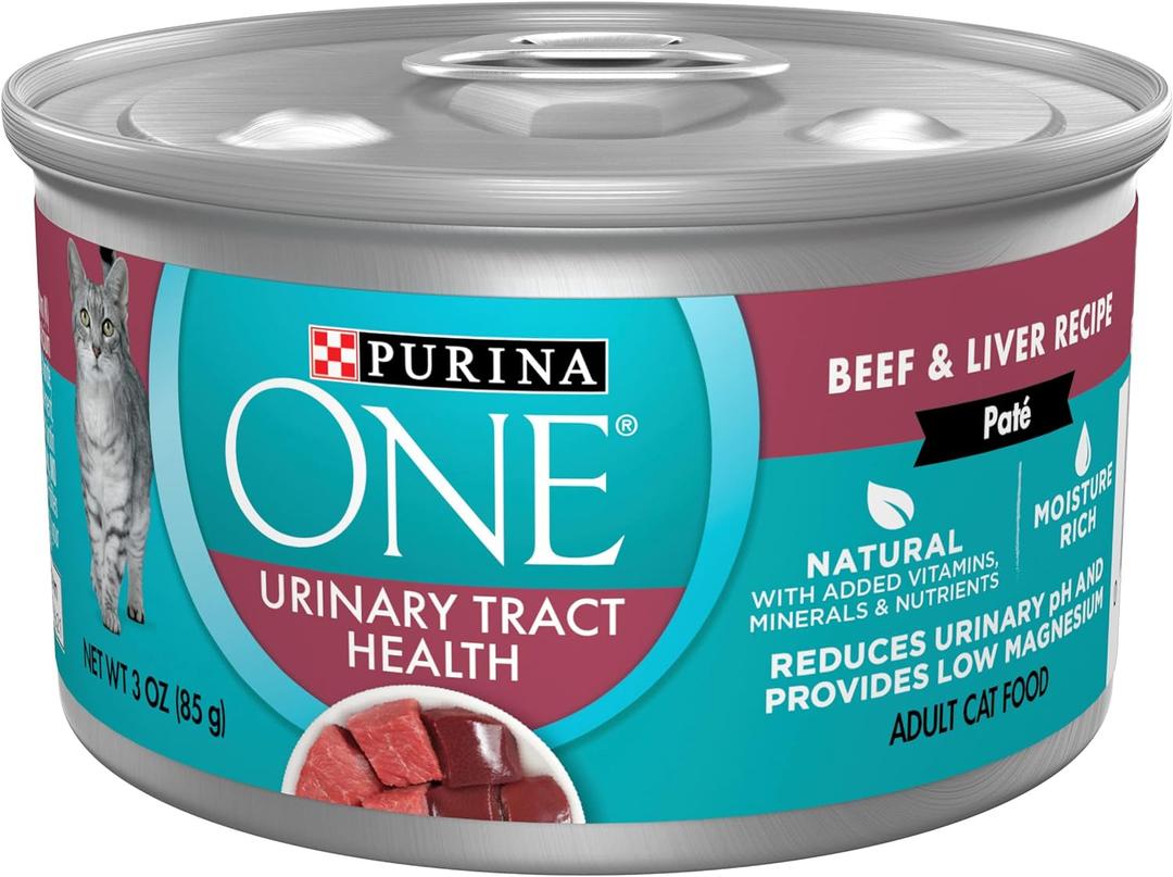 Purina ONE Urinary Tract Health, Natural Pate Wet Cat Food, Urinary Tract Health Beef & Liver Recipe - (Pack of 24) 3 oz. Pull-Top Cans BB: 03/2026