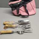 WORKPRO 8-Piece Pink Garden Tool Set, Stainless Steel Gardening Tools with Wood Handle, Including Garden Tote, Gloves, Trowel, Hand Weeder, Cultivator and More, Gardening Gifts For Women - Pink Ribbon