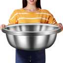 2 Pack Large Mixing Bowl Oversized All Purpose 304 Stainless Steel Polished Mirror Flat Base Metal Bowl for Home or Commercial Prepping Baking Mixing Marinating(20 Qt)